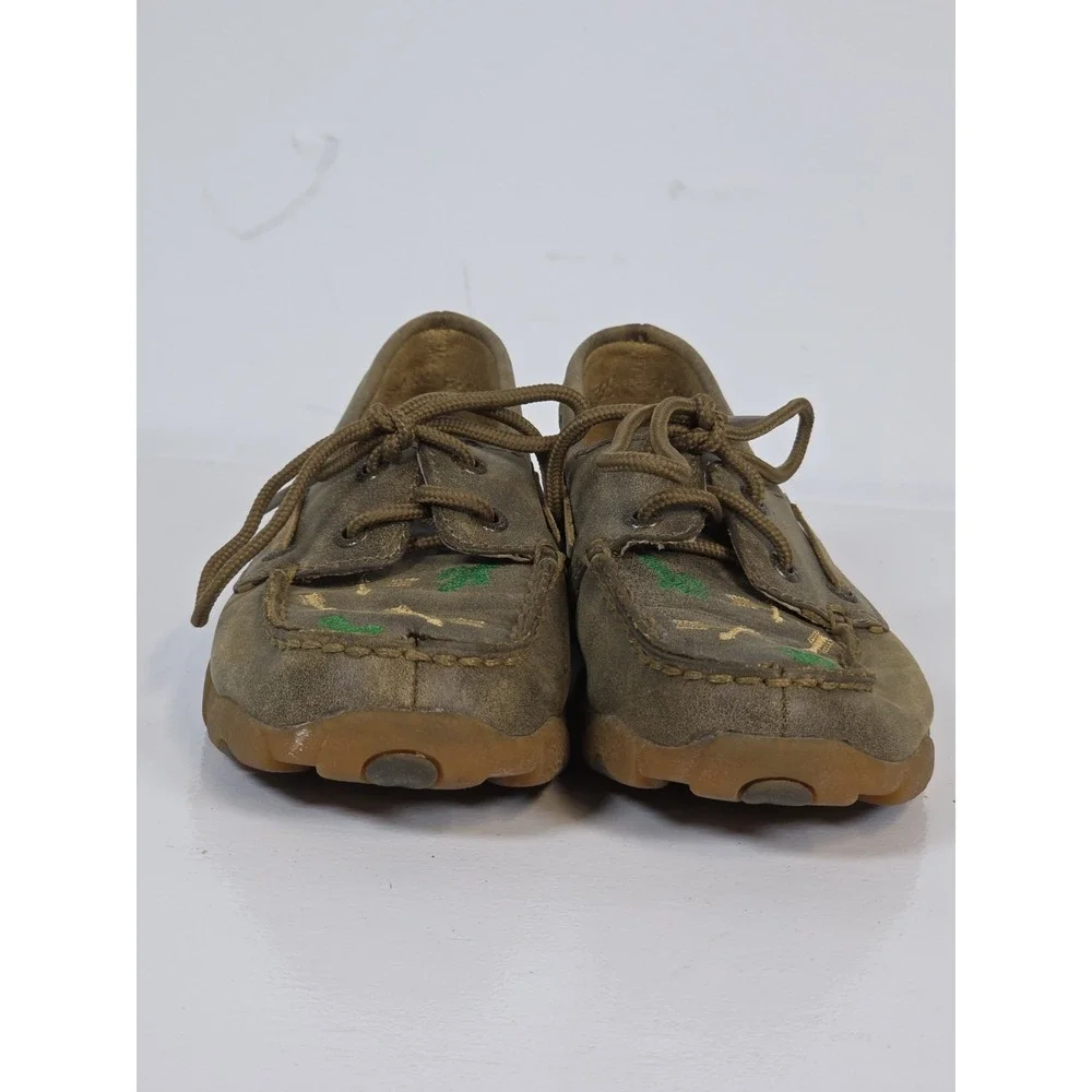 Twisted X Kids Size 2 Painted Cactus Arrow Leather Deck Shoes Moc Loafers Chill